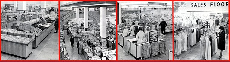 Interior views of the new look Bull Ring, Birmingham store, taken in 1966. The firm opted to modernise the ranges and the shopfit, but retained their traditional personal service trading model, with tills at each counter. The store included a large foodhall and an extended fashion offer. The pictures were taken in 1966.