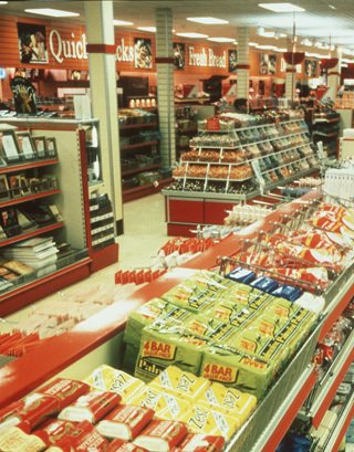 The General Convenience section in Woolworths Bedford, which became a prototype for the chain's short-lived Cornerstone Strategy. The picture is from 1984.