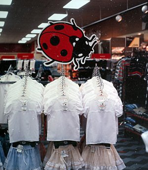 The huge Ladybird logo made its first appearance above prototype displays at 'The Woolworths Mall' - a superstore in Broad Street, Reading, Berkshire in 1985