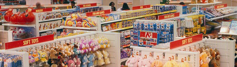 A panorama of the Toy department at Woolworths in Clapham Junction, London in 1987