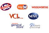 The logos of the operating companies in the newly formed Woolworths Group in 2001