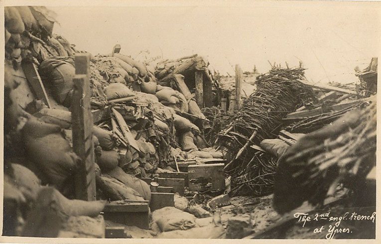The second English trench at Ypres in the Great War