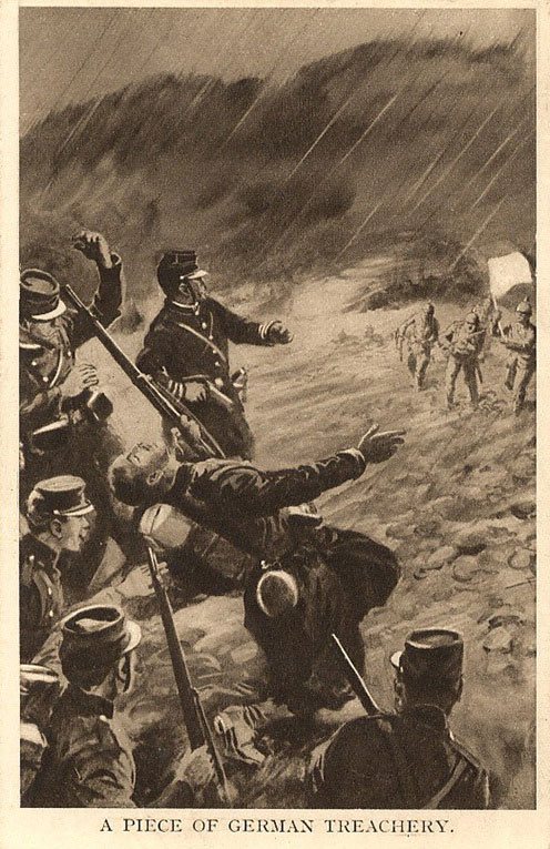 A piece of German Treachery - a patriotic British postcard from World War I
