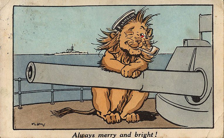 Always Merry and Bright - a World War One patriotic postcard designed for F. W. Woolworth & Co. Ltd. by F.G.Lewin