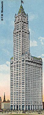 The Woolworth Building (the world's tallest from 1912-1929) housed the Company's principal office.  (Image with very special thanks to Mr Fred Woolworth)