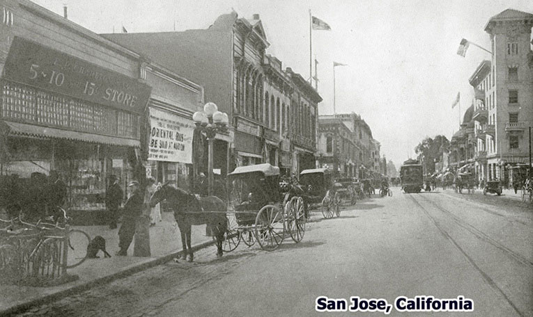 The E.P. Charlton Five, Ten and Fifteen Store in South First Street, San Jose, California, which opened in 1906.