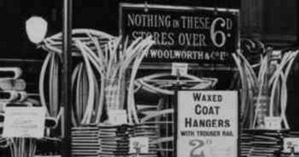 Making the product the star.  Everyday items were used to create spectacular window displays like this show of hangers in the Church Street, Liverpool Woolworths in 1930.