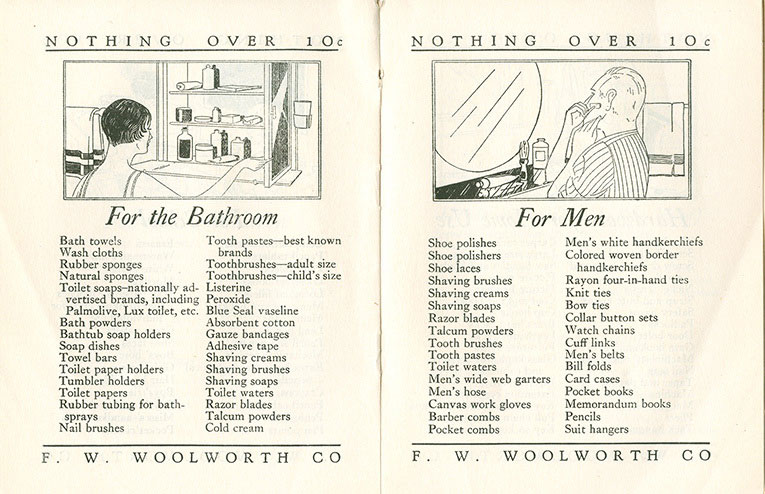For the bathroom, and for me, example  pages from the original Woolworth home shopping brochure from 1929