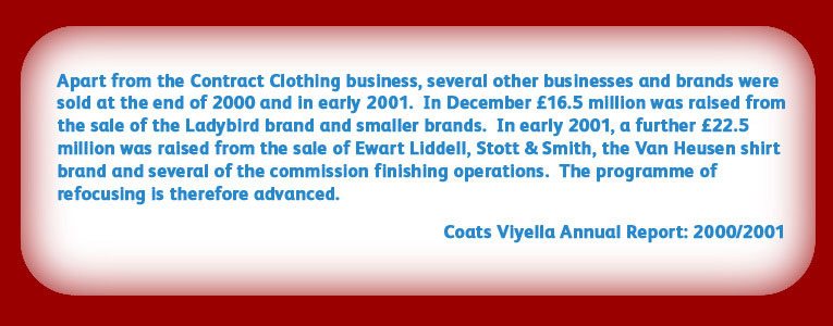 From the Annual Report of Coats Viyella plc (now Coats PLC).  © Copyright Coats Viyella PLC MMI, All Rights Reserved.