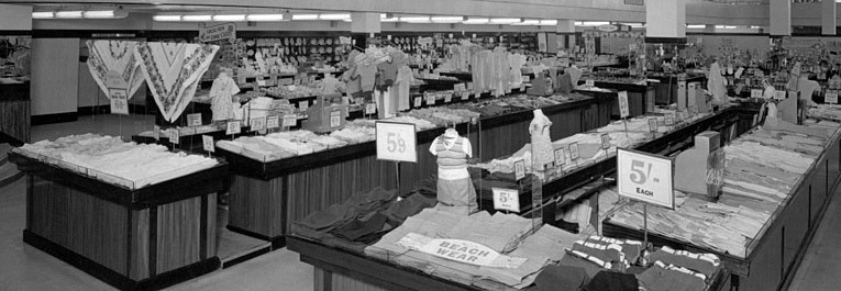 The large fashion department in the F. W. Woolworth store in Commercial Road, Portsmouth, Hampshire, photographed in 1953