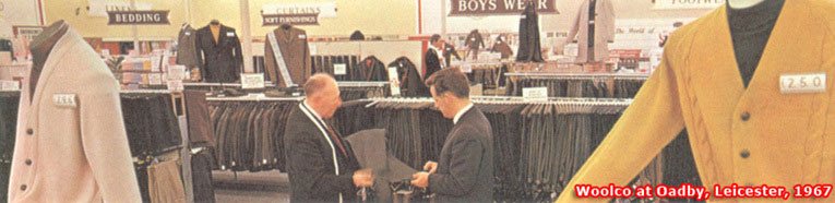 Woolco out of town superstores stocked a large range of mens suits in the late 1960s and 1970s.  In the early stores these ranges were operated by concessionaires.