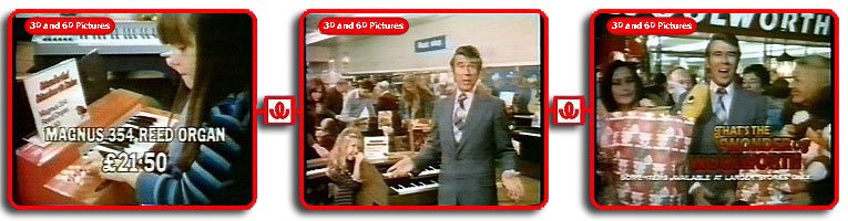 Leslie Crowther starred in the first advertisement in the Wonder of Woolworth campaign for, of all things, electric organs, alongside Virtual Museum fan and superstar Nicola Greenwood.  The date - 1975/6
