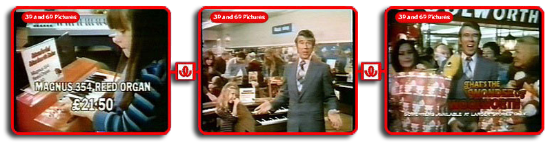 Legendary comedian Leslie Crowther hosted one of the first Wonder of Woolworth adverts for Magnus Organs in 1975.  At the keyboard is Nicola Greenwood, a young customer