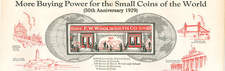 A snapshot of F.W. Woolworth's stores around the globe as the American parent celebrated its Golden Jubilee in 1929.