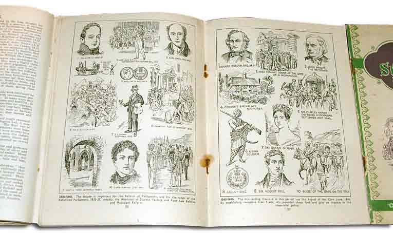 A double page of illustrations in a Woolworths 'illustrated history', produced for the company by Thomas Hope Sankey Hudson Ltd of Manchester