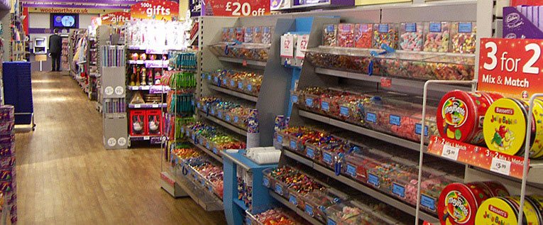 A new look pic'n'mix department in a small Woolworths store - Kingswood, Bristol, pictured in 2004