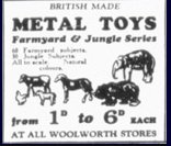Brightly painted toy animala, made from lead, were made by Britain's - who were more famous for their model soldiers