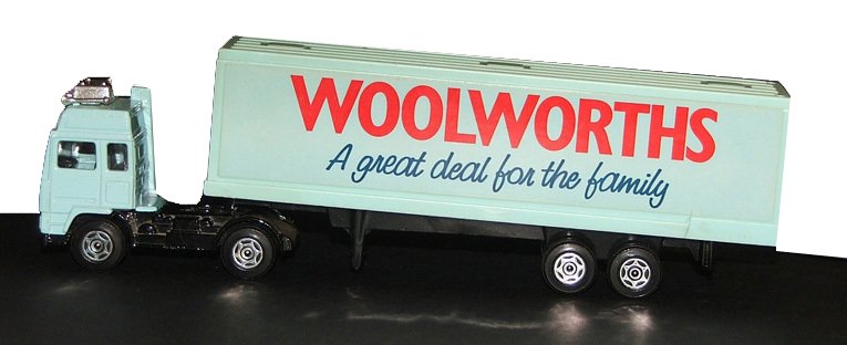 A Woolworths 'Great Deal for the family' lorry from the Corgi Superhaulers assortment of 1987