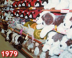 Bold displays of soft toys - many of them made in Wales by Lefray Toys - in the flagship Woolworth store in London's Oxford Street in 1979