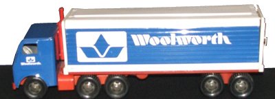 The new 1970s livery of the US Woolworth soon featured on model lorries that were sold from the chain's toy department