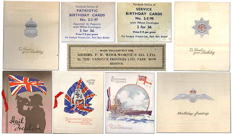 Designed to boost morale during the darkest hour, some of the patriotic and service greeting cards sold by Woolworth's during World War II
