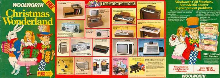 The British F. W. Woolworth catalogue for Christmas 1982, prepared as the chain moved out of American control. Many of the higher priced items in the catalogue were substantially more expensive even excluding the effect of inflation than they were twenty five years later