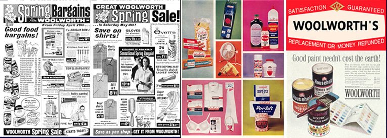 Advertisements from the early 1960s - left to right - Double Page Press Ad from 1963, Winfield advertising from 1964, the firm's slogan from 1960 and Household Brand Paint Advertising from 1960