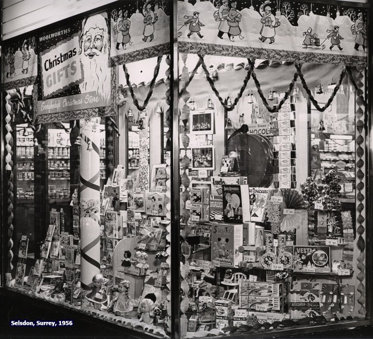 The newly-opened F.W. Woolworth store in Selsdon to the south of London, England featured this elaborate display of toys for the Christmas season in 1956