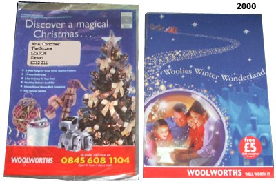 Woolworths Christmas Catalogues for 2000 - with a small teaser catalogue sent to subscribers by post and a larger catalogue available for collection in-store. The duplicaton between catalogues of the previous two years had finally been addressed